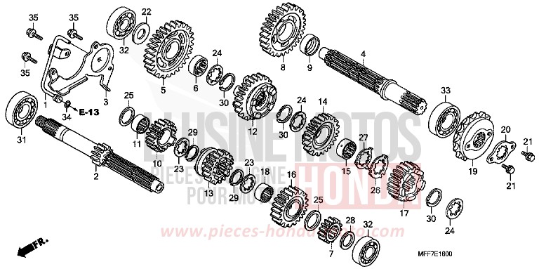 TRANSMISSION for TRANSALP ABS SHASTA WHITE (NH138X) from 2010
